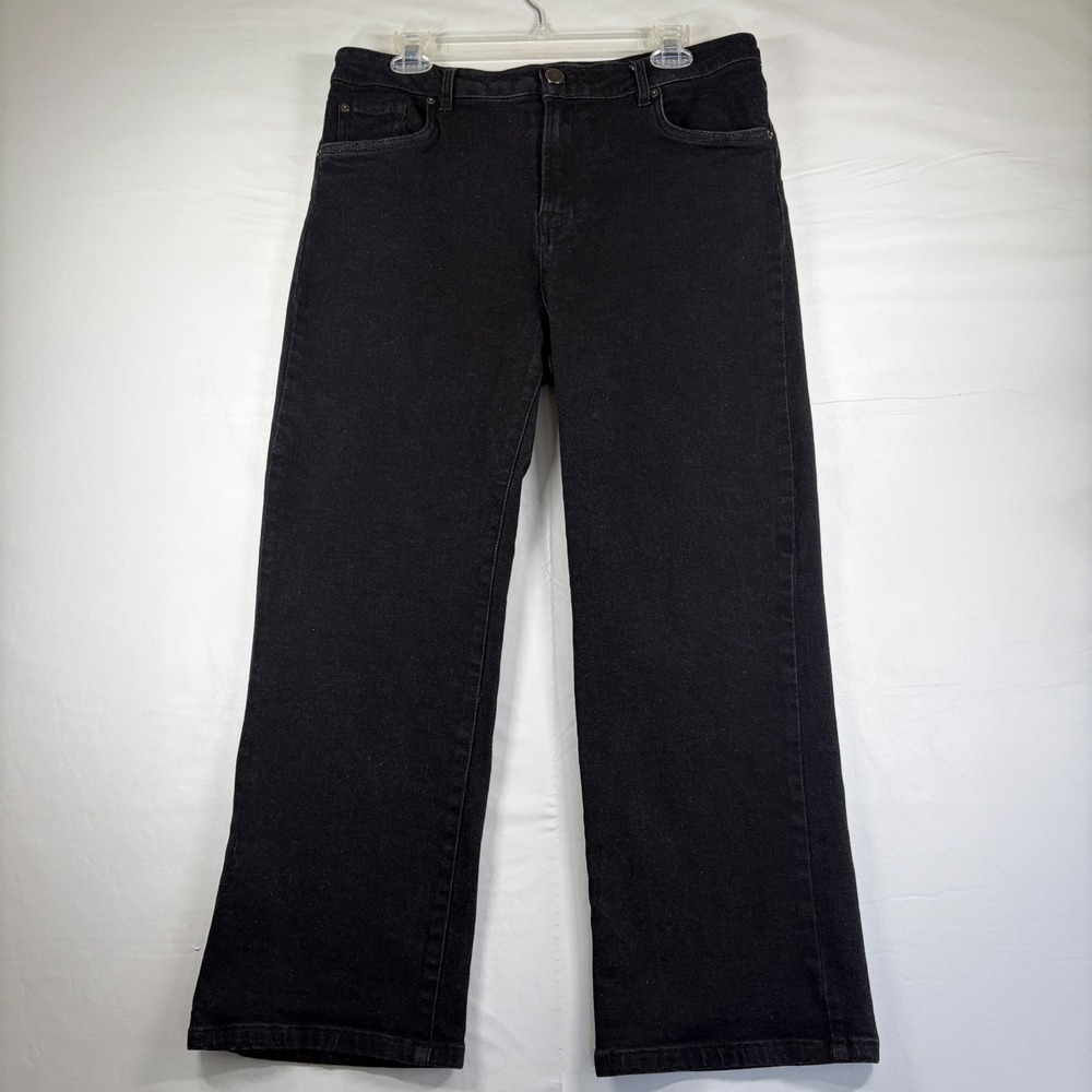 Fashion Nova Womens Black High Rise Straight Leg Denim Jean Size 15 Momcore Goth